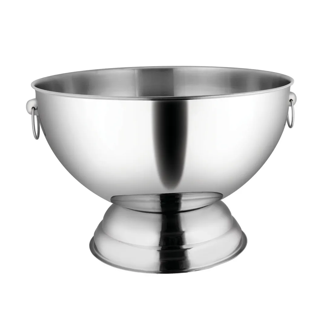 Winco SPB-35 Punch Bowl, 3-1/2 Gallon, Tapered, Wide, Footed, with Ring Handles