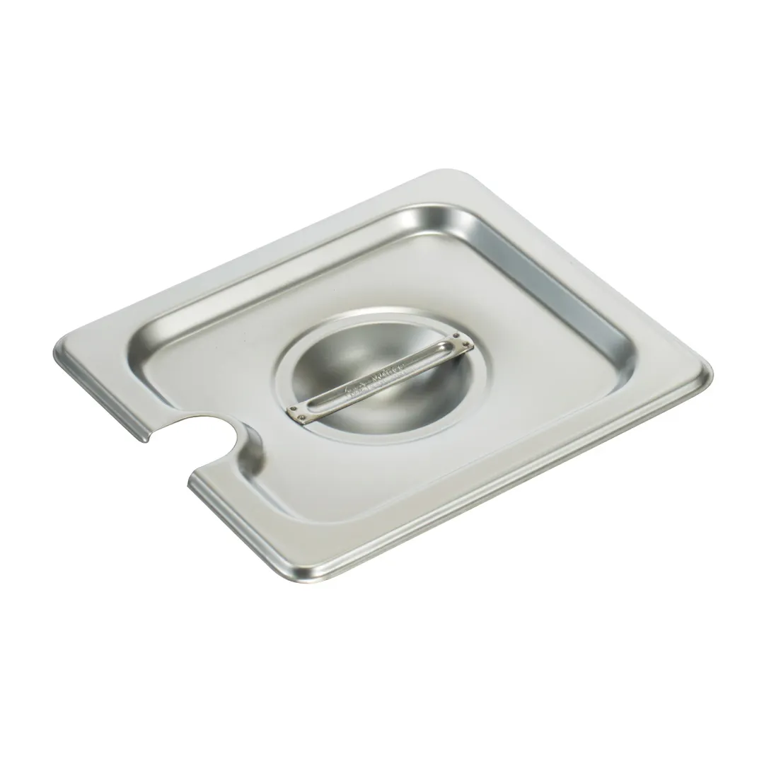 Winco SPCS 1/6 Size Slotted Stainless Steel Steam Table Pan Cover, wih Handle