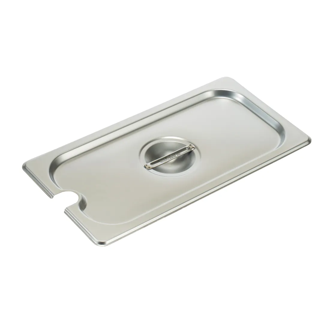 Winco SPCT 1/3 Size Slotted Stainless Steel Steam Table Pan Cover, wih Handle