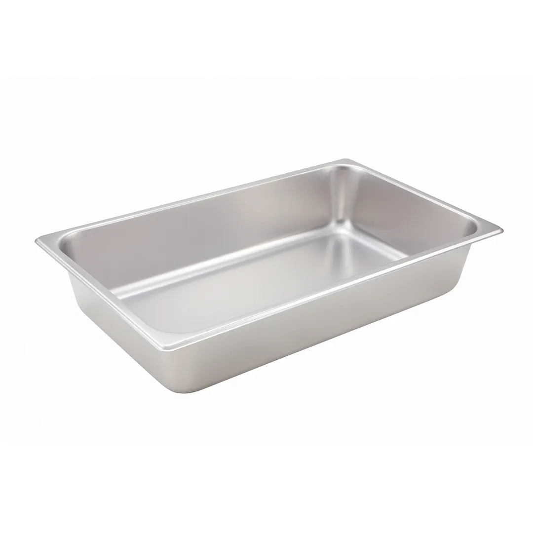 Winco SPF4 4" Deep Full Size Standard Weight Anti-Jam Stainless Steel Steam Table Pan 