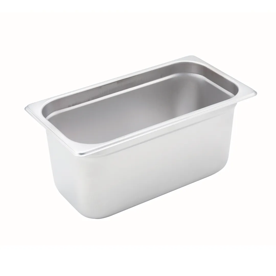 Winco SPJH-306 6" Deep 1/3 Size Standard Weight Anti-Jam Stainless Steel Steam Table Pan 