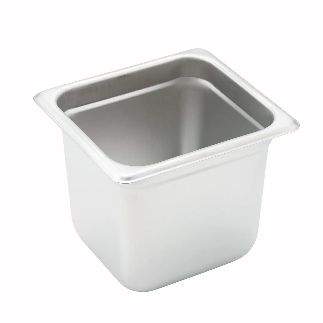 Winco SPJH-606  6" Deep 1/6 Size Standard Weight Anti-Jam Stainless Steel Steam Table Pan 