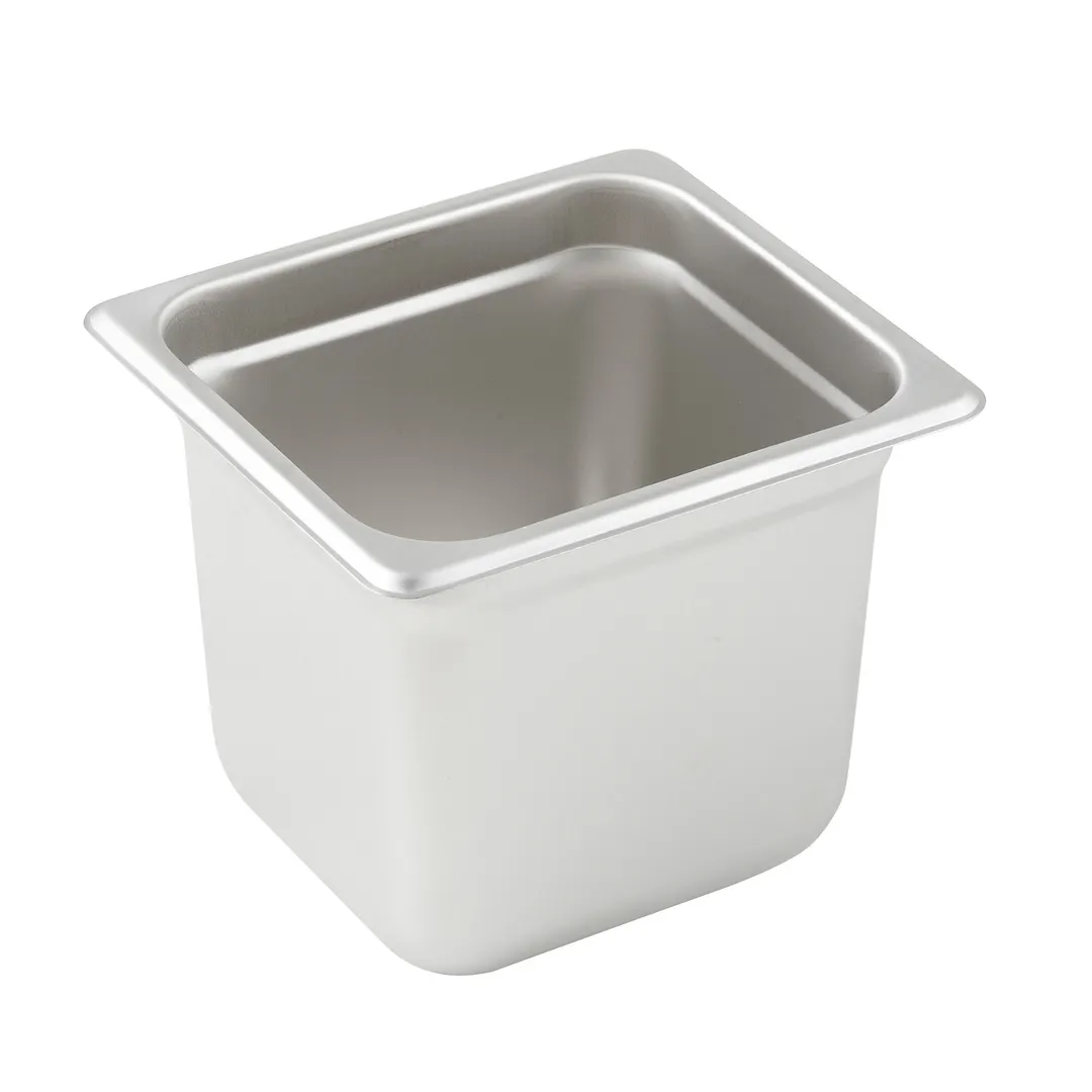 Winco SPJP-606 23 Gauge 6" 1/6 Size NSF Solid Anti-Jam Steam Table Pan 