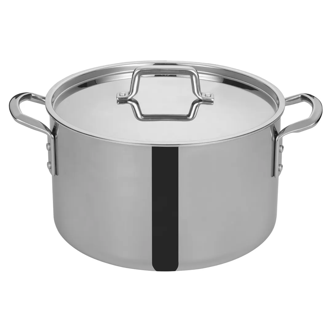 Winco TGSP-16 16 qt Tri-Gen™ Induction-Ready Stock Pot, 12-1/2" Dia. x 9-1/16"H, Round