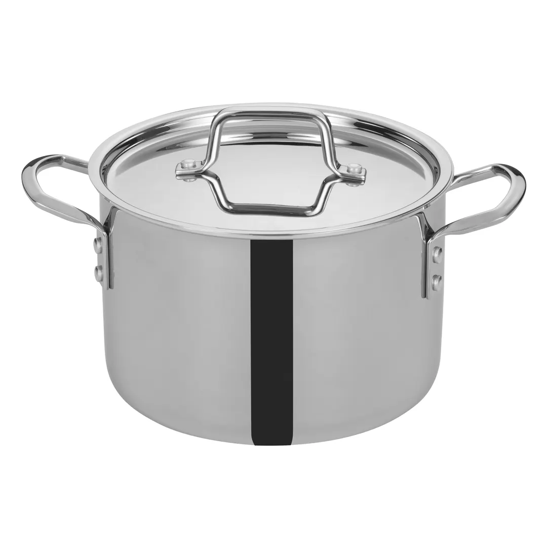 Winco TGSP-6 6 qt Tri-Gen™ Induction-Ready Stock Pot, 8-1/2" Dia. x 7-2/3"H, Round