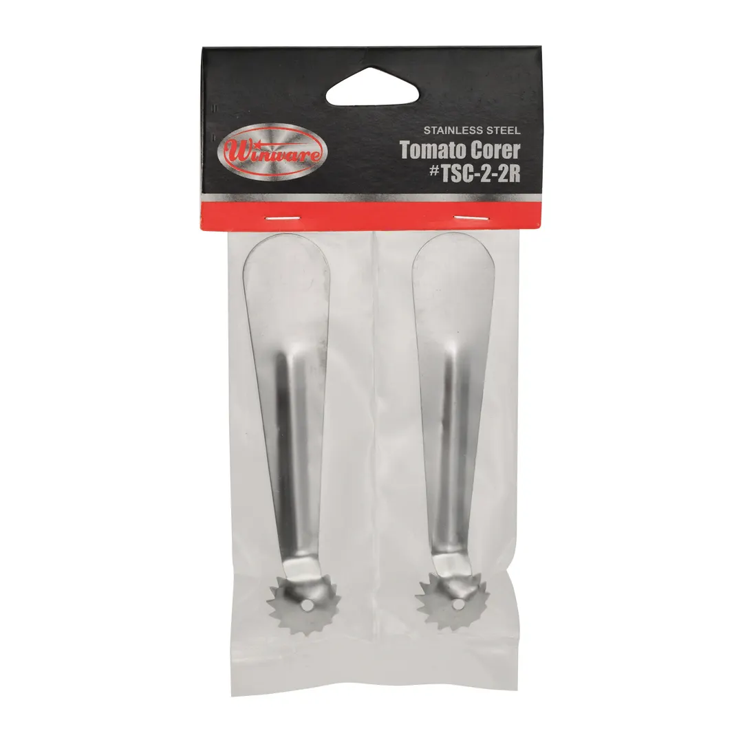 Winco TSC-2-2R Tomato Stem Corer, 2-Pack Stainless Steel Handle & Blade, Full-Length Design, Commercial Use