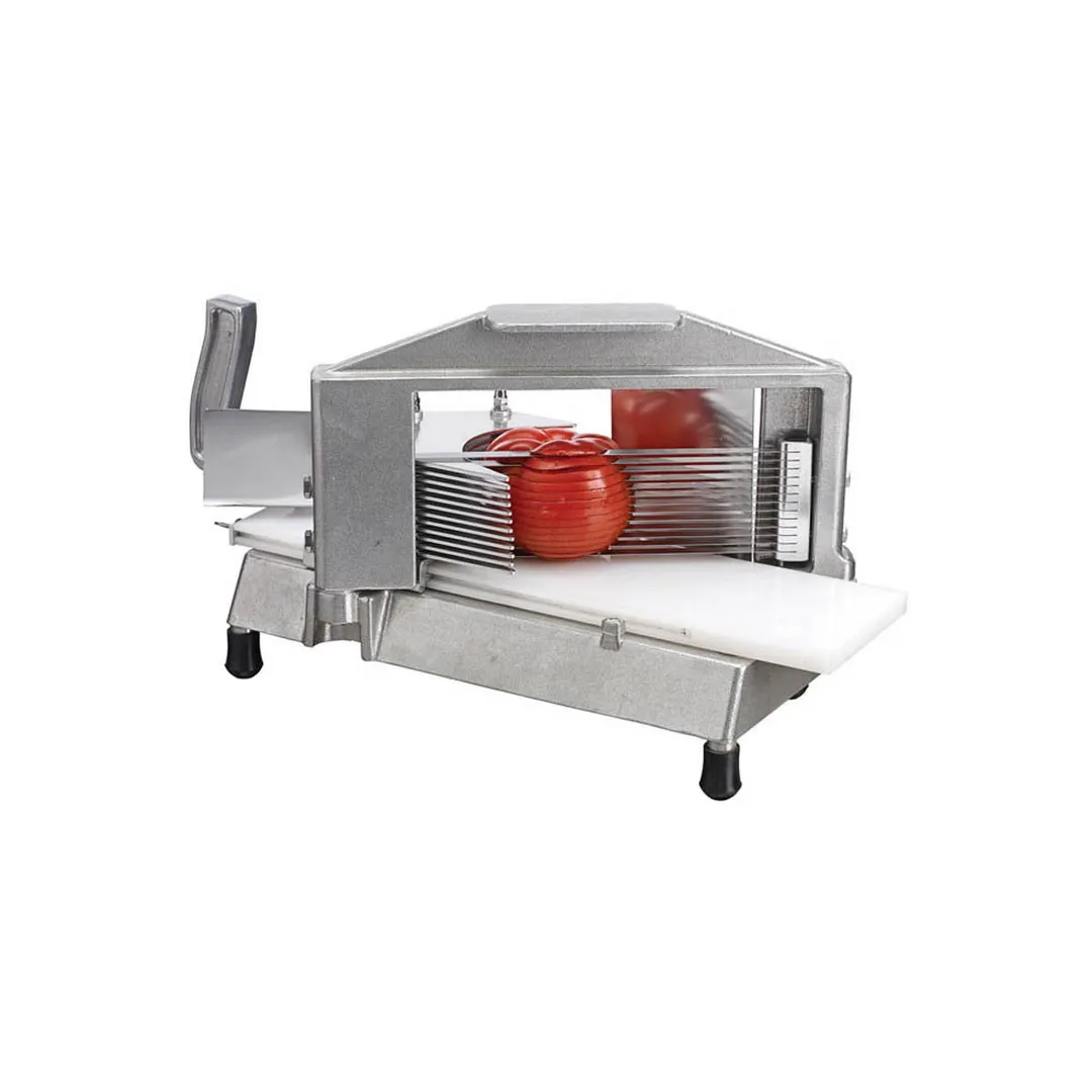 Winco TTS-250S Kattex 1/4" Serrated Stainless Steel Blade Tomato Slicer, Manual, Cast Aluminum Frame, Use
