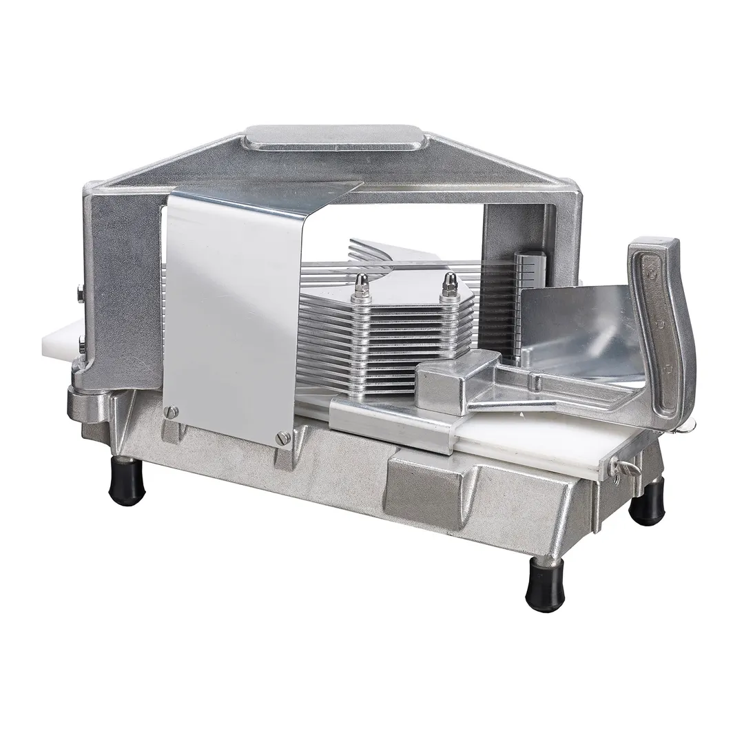 Winco TTS-250S Kattex 1/4" Serrated Stainless Steel Blade Tomato Slicer, Manual, Cast Aluminum Frame, Use