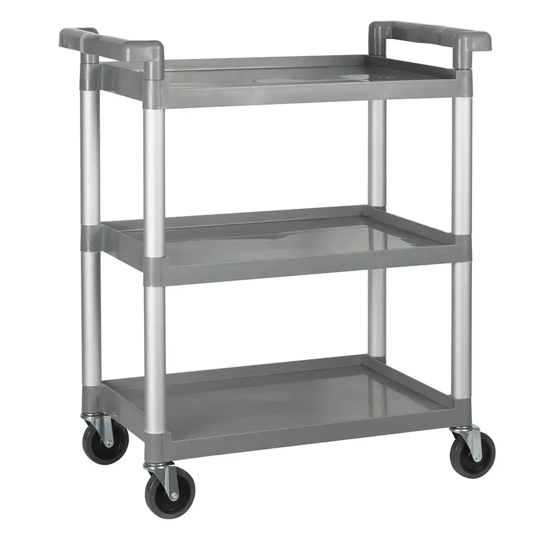 Winco UC-2415G 32" Polypropylene 3-Tier Gray Plastic Utility Cart