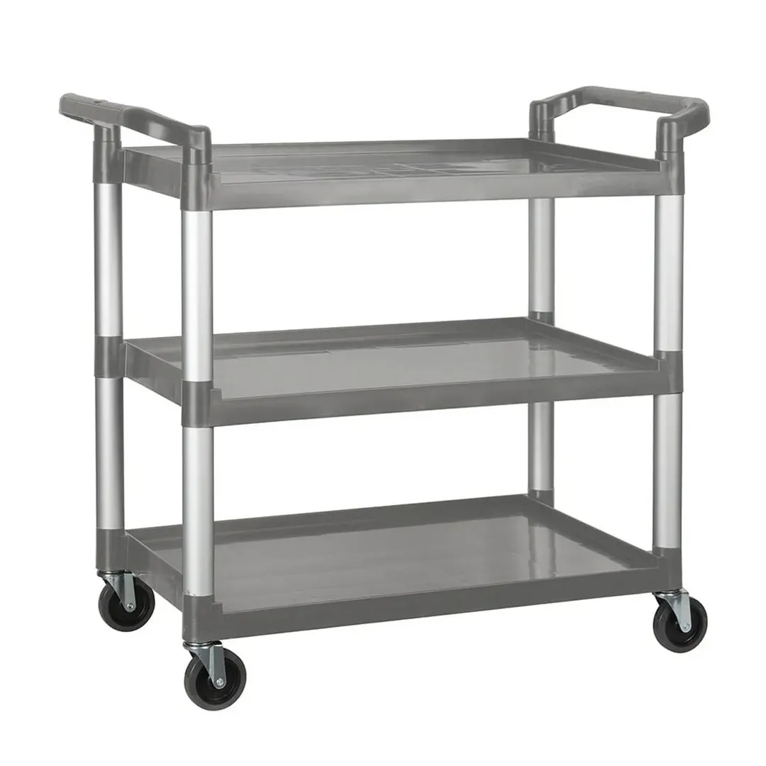 Winco UC-3019G 40 3/4" x 19 1/2" x 37 3/8" 3-Tier Gray Plastic Utility / Bus Cart