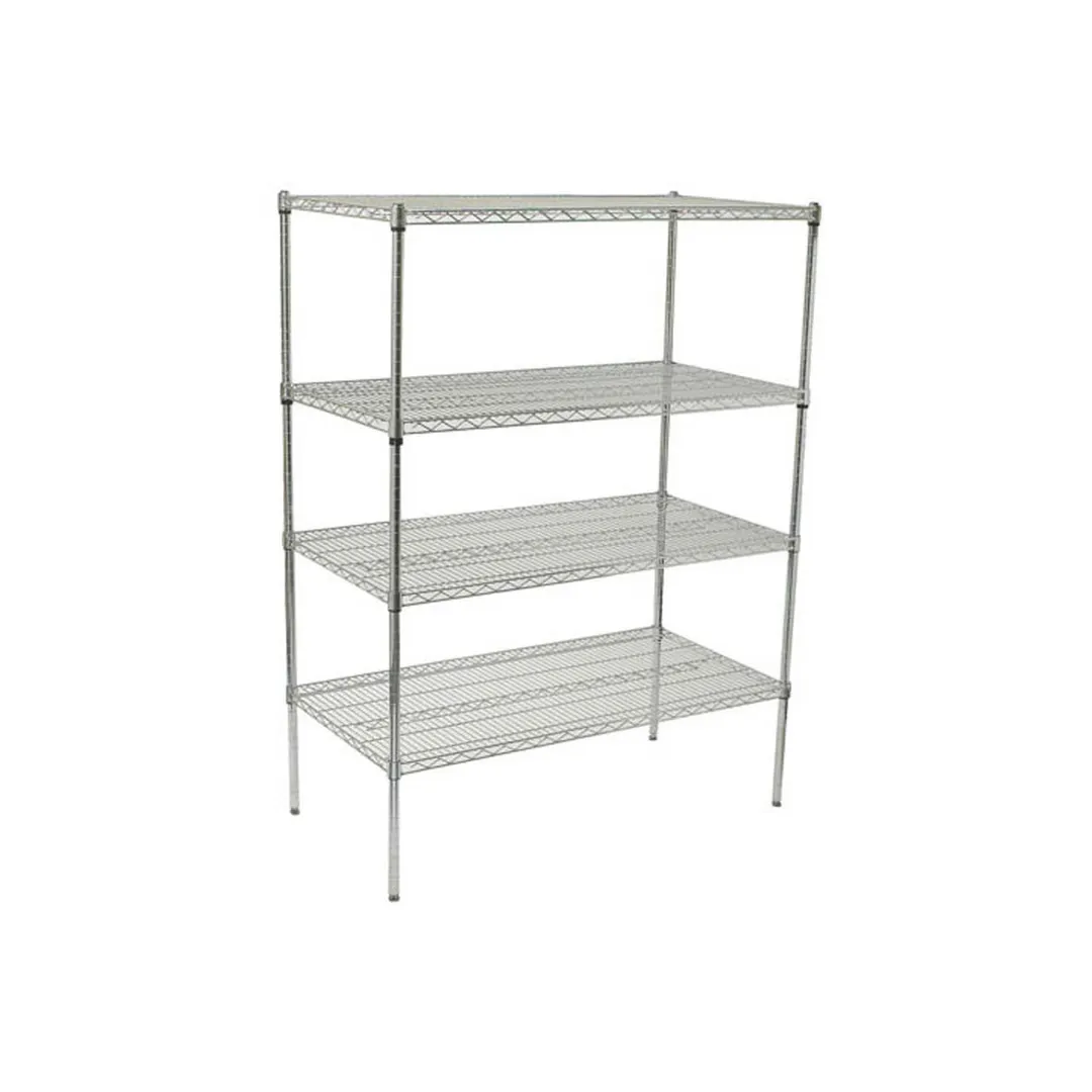 Winco VCS-1848 Wire Shelving Set, 4-Tier, 48" W x 18" D x 72" H, Chrome Finish, NSF Certified