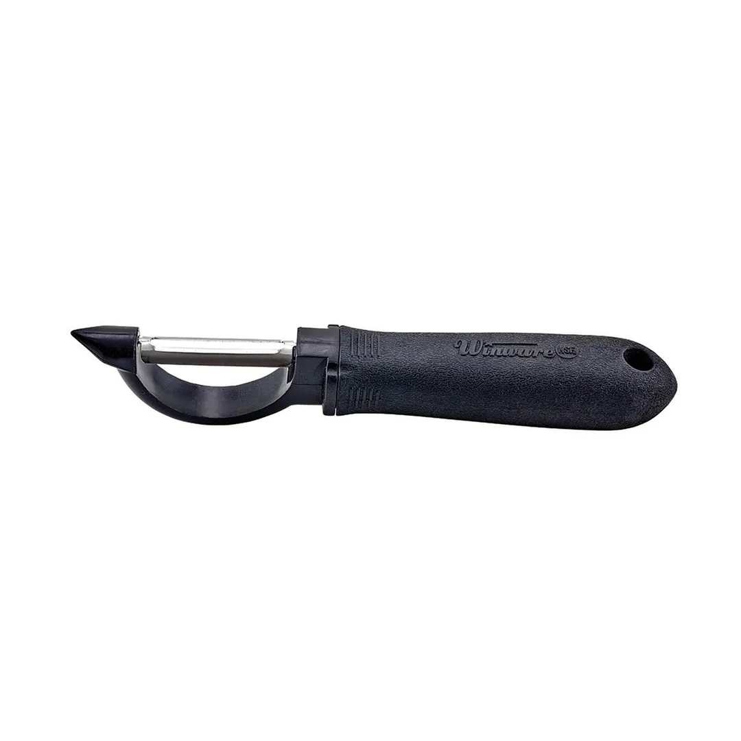 Winco VP-303 Peeler, 7-1/2", Stainless Steel Straight Blade, Soft Grip Handle