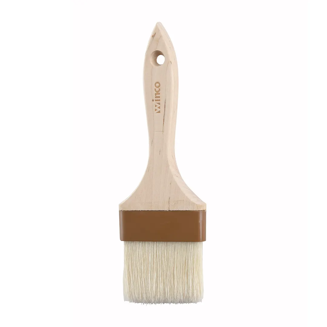 Winco WFB-30 3" Flat Boar Hair Pastry/Basting Brush - Wooden Handle / Plastic Ferrule 