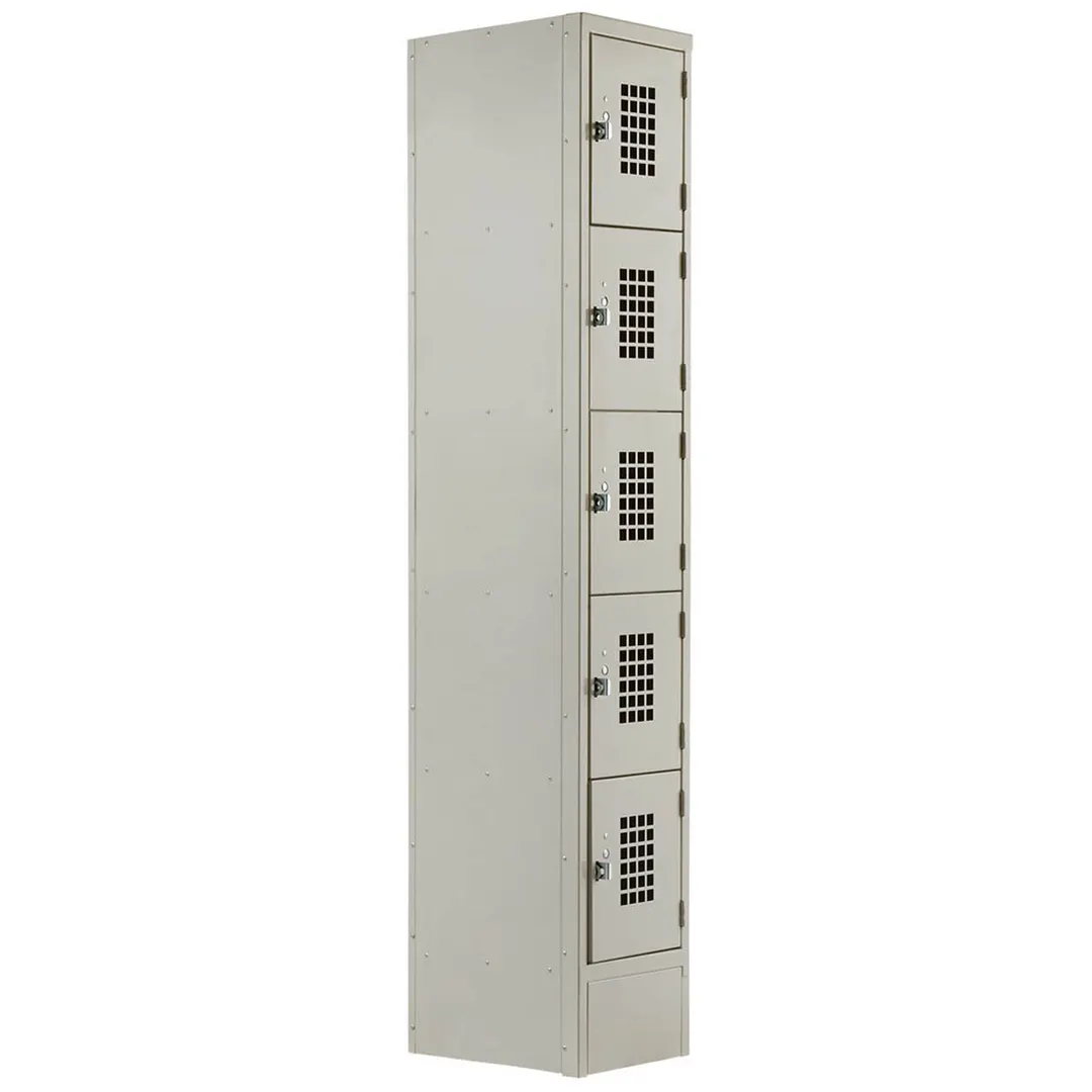 Winholt WL-55 Beige 1-Column Locker w/ (5) 10" x 12" x 12" Compartments, Perforated Doors