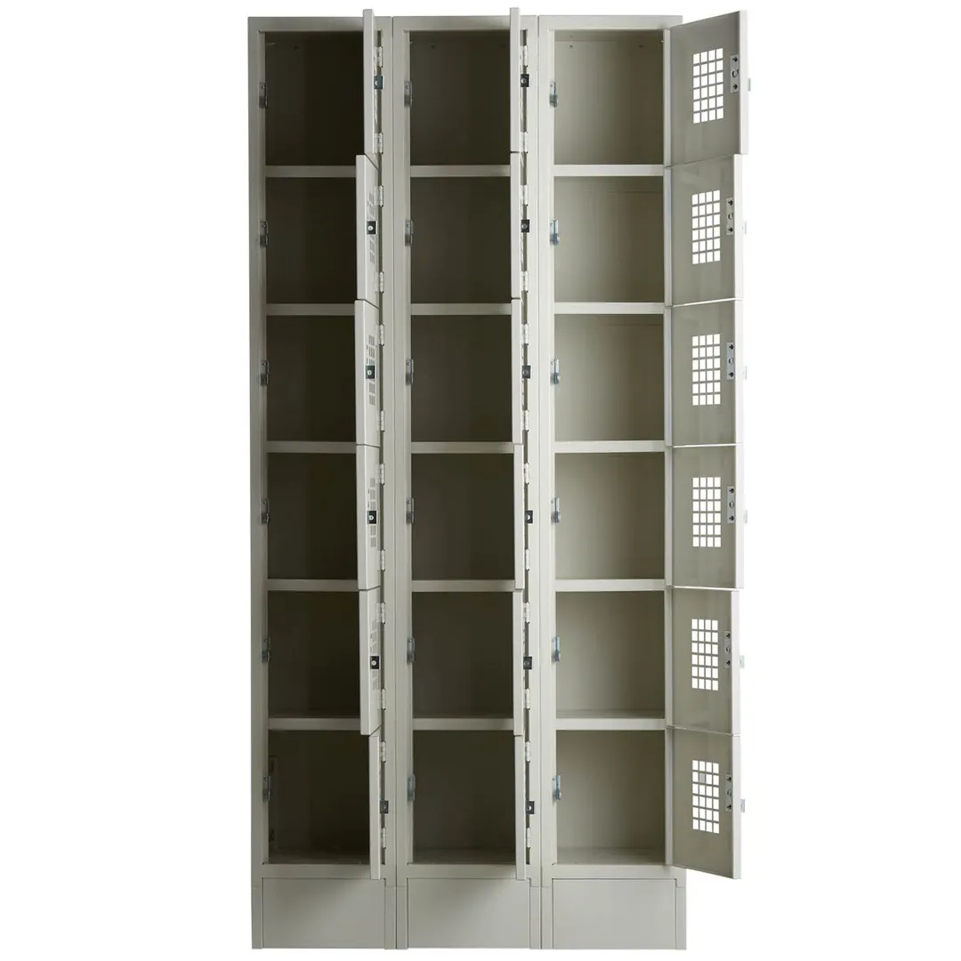Winholt WL-618-18 Beige 18 Triple Column Eighteen Door Steel Locker - 36"W x 18"D x 78"H