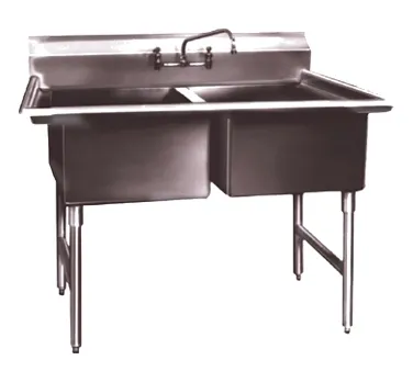 Winholt WS2T2424 55" Two Compartment Sink, 24"W x 24"L Bowl Without Drainboard -16 Gauge