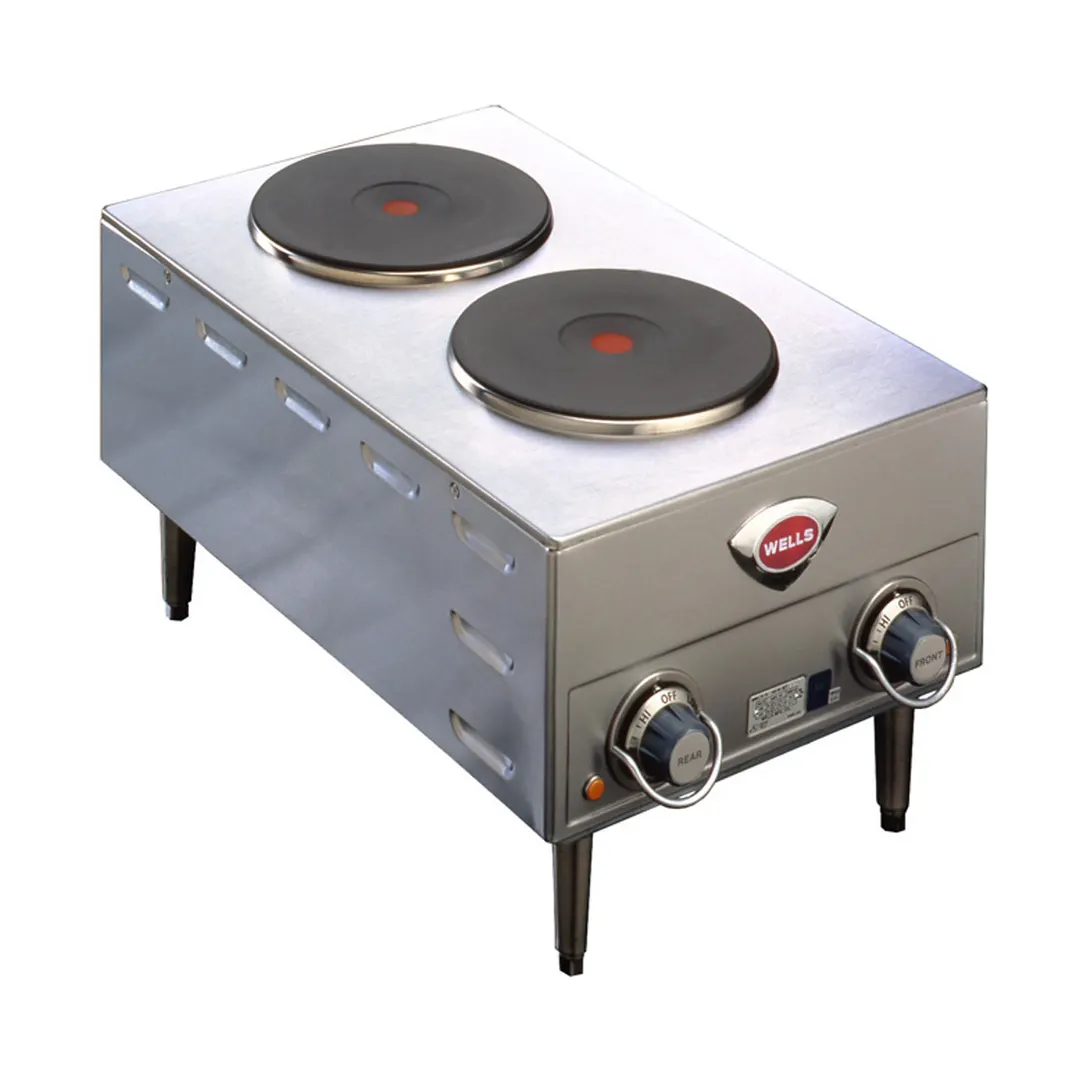Wells H-70 15" Electric Countertop Hotplate w/ (2) Solid Burners, Infinite Controls, 208/240v