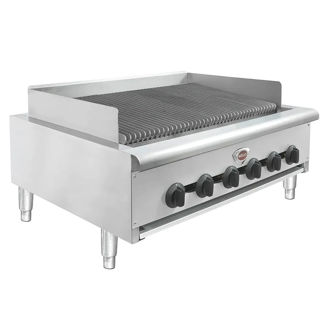 Wells HDCB-3630G 36" Countertop Heavy Duty Gas Radiant Charbroiler w/ (6) Burners, 120.000 BTU