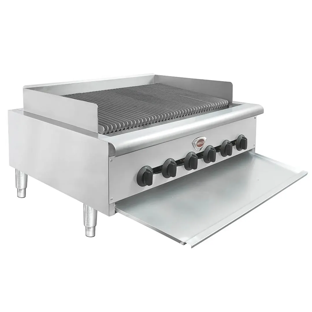 Wells HDCB-3630G 36" Countertop Heavy Duty Gas Radiant Charbroiler w/ (6) Burners, 120.000 BTU