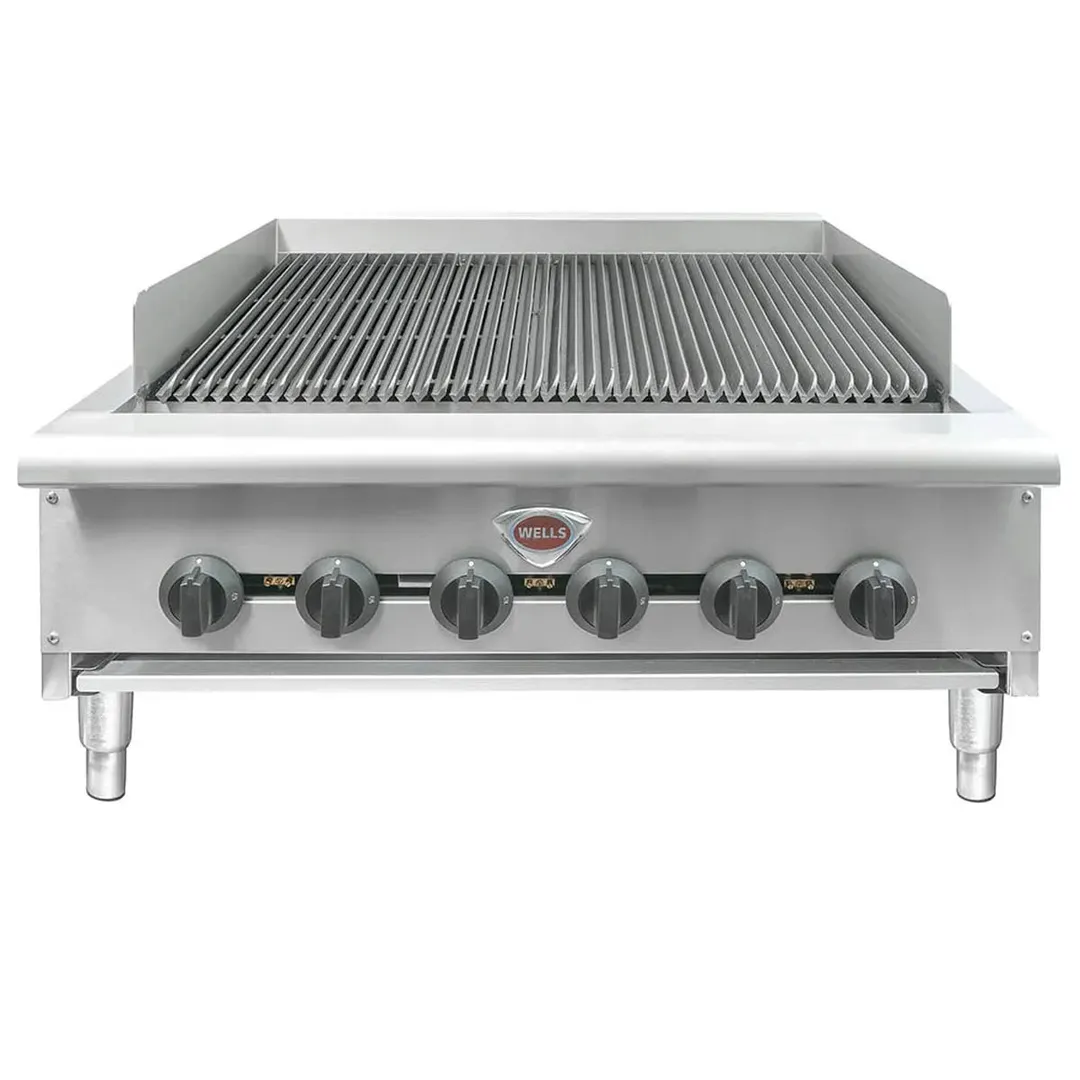 Wells HDCB-3630G 36" Countertop Heavy Duty Gas Radiant Charbroiler w/ (6) Burners, 120.000 BTU