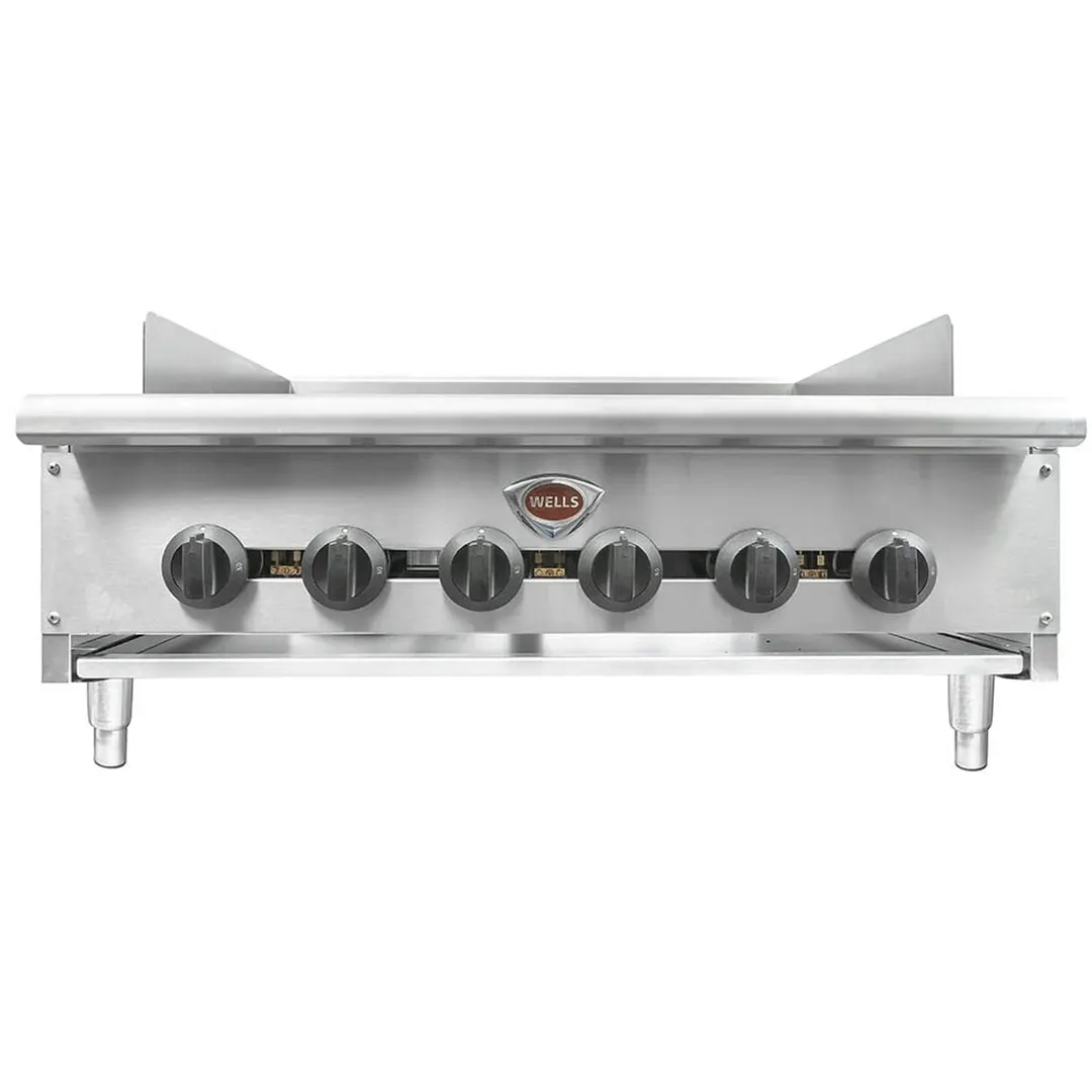 Wells HDCB-3630G 36" Countertop Heavy Duty Gas Radiant Charbroiler w/ (6) Burners, 120.000 BTU