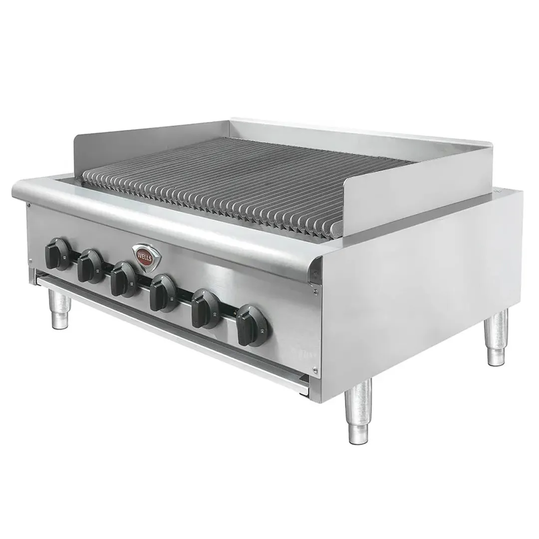 Wells HDCB-3630G 36" Countertop Heavy Duty Gas Radiant Charbroiler w/ (6) Burners, 120.000 BTU