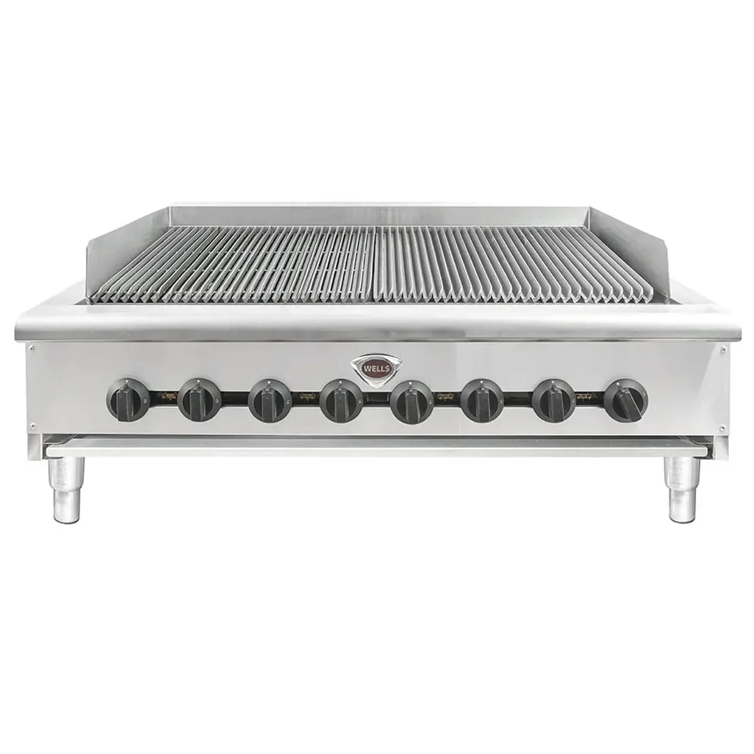 Wells HDCB-4830G 48" Countertop Heavy Duty Gas Radiant Charbroiler w/ (8) Burners, 160.000 BTU