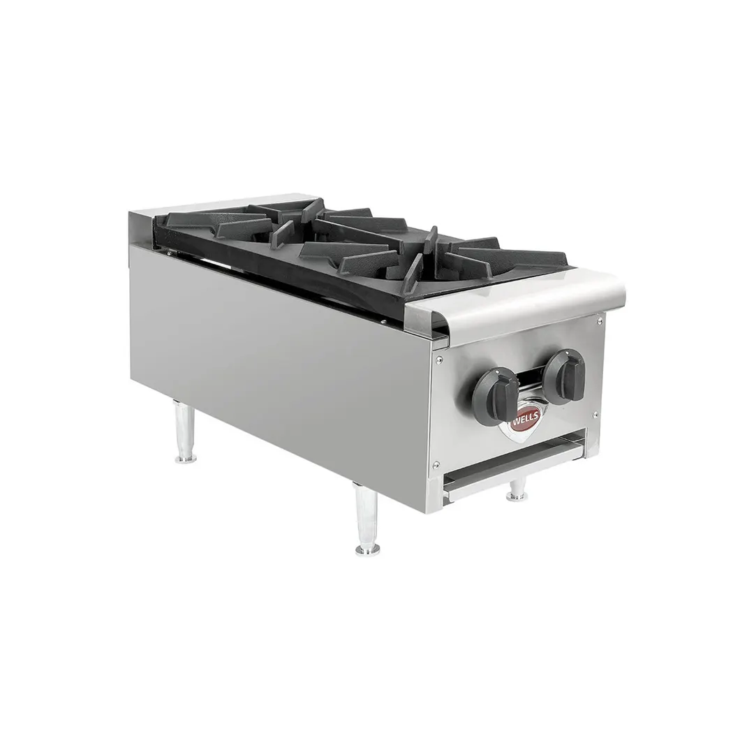 Wells HDHP-1230G 12" Countertop Gas Hotplate with (2) Burners, Manual Controls, 53.000 BTU
