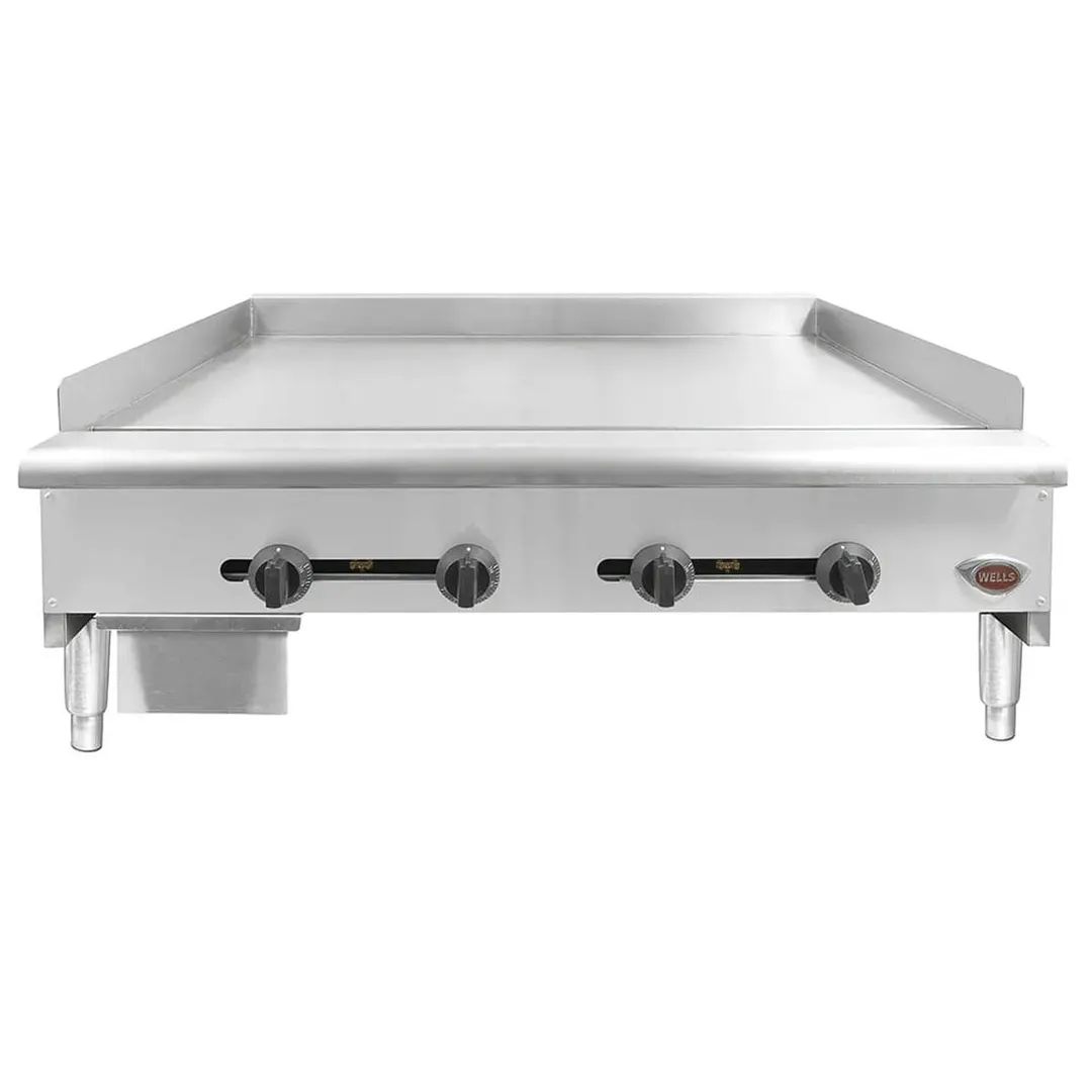 Wells HDTG-4830G 48" Countertop Thermostatic Gas Griddle, 3/4" Steel Plate, 120.000 BTU