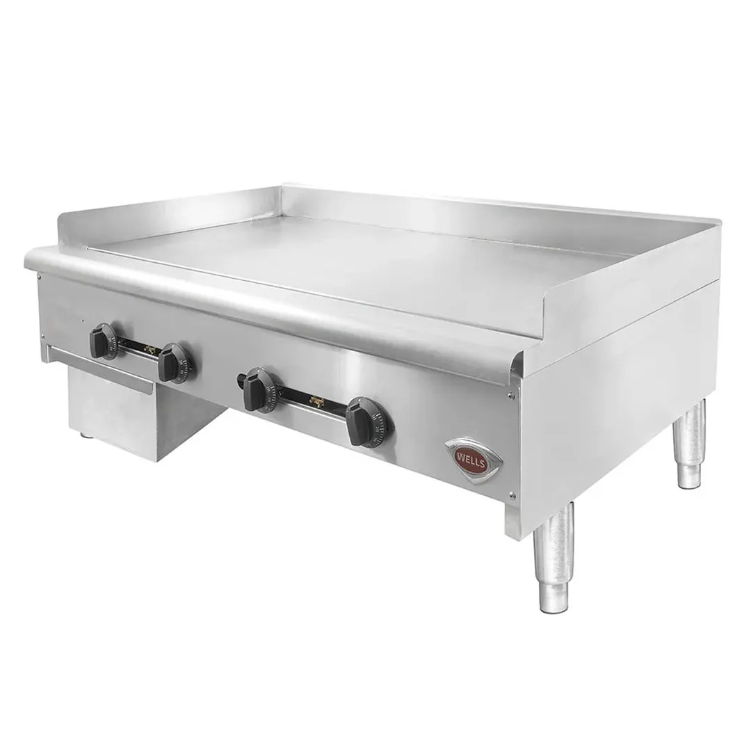 Wells HDTG-4830G 48" Countertop Thermostatic Gas Griddle, 3/4" Steel Plate, 120.000 BTU