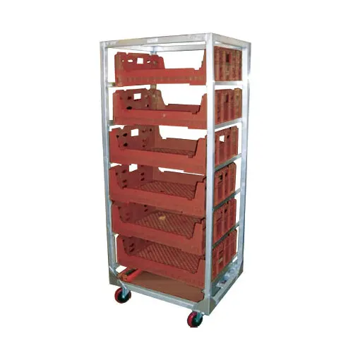 Winholt AL-3207CR-M 7 Box Side Load Mobile Aluminum Produce Crisping Rack