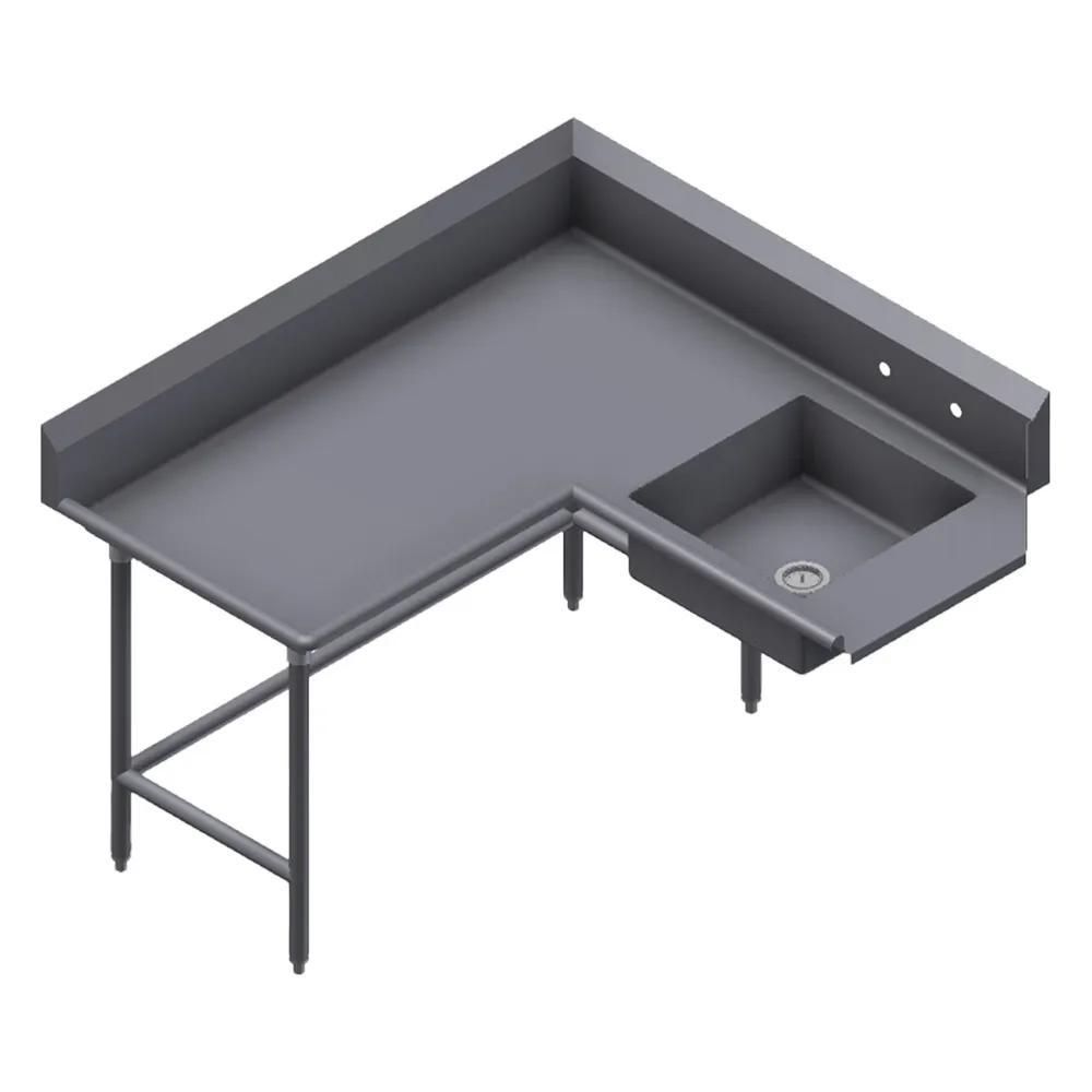 Winholt SDT-14-C-72L Corner Soiled Dish Table with Bowl, 72"L x 30"W - 14 Gauge / Left to Right