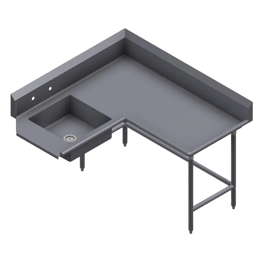 Winholt SDT-16-C-60R 60" Corner Soiled Dish Table with Bowl,16-Gauge Stainless Steel / Right-to-Left