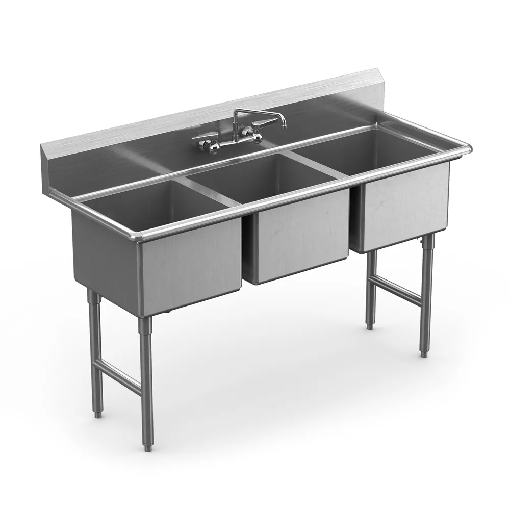 Winholt WS3T1824-14DP-14GA Three Compartment Sink