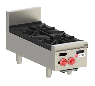 Wolf AHP212 12" Countertop Gas Hotplate with (2) Burners, Manual Controls, 60.000 BTU
