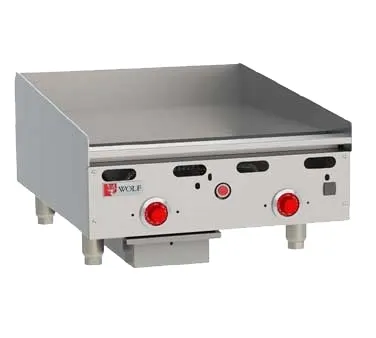 Wolf ASA24 24" Countertop Gas Griddle, Snap-Action Thermostat, 24" Deep, 54.000 BTU