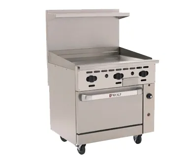 Wolf C36S-36G 36" Gas Restaurant Range w/ 36" Full Griddle, (1) Standard Oven, 95.000 BTU