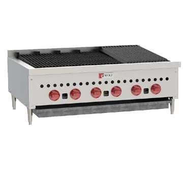 Wolf SCB36 36" Countertop Gas Radiant Charbroiler w/ (6) Burners, 87.000 BTU