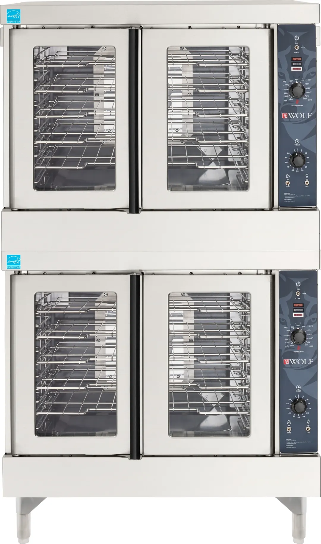 Wolf WC44GD Full Size Double Deck Gas Convection Oven with (10) Pans, Solid State Controls, 100.000 BTU