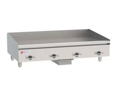 Wolf WEG48E 48" Countertop Electric Griddle with 48" x 24" Surface, 1/2" Steel Plate, Thermostatic Controls
