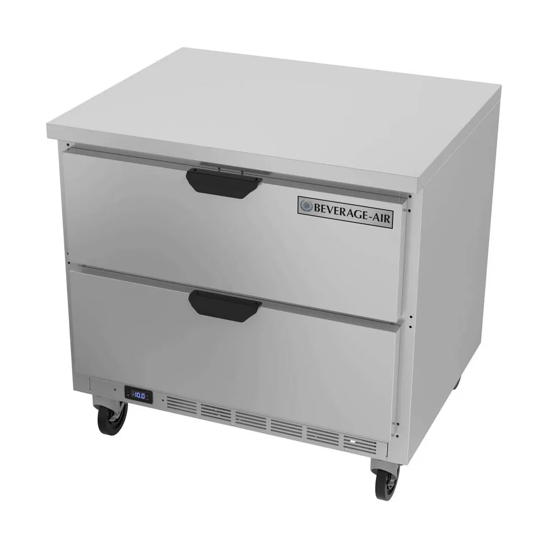 Beverage Air WTFD36AHC-2-FLT 36" 1-Section Worktop Freezer w/ 2 Drawers, 8.7 cu. ft.