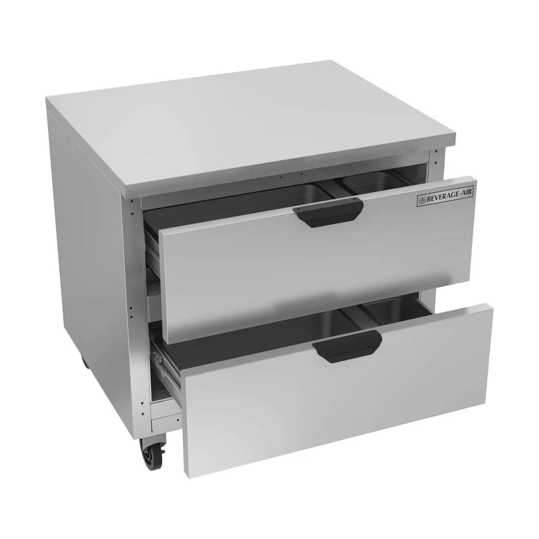 Beverage Air WTFD36AHC-2-FLT 36" 1-Section Worktop Freezer w/ 2 Drawers, 8.7 cu. ft.