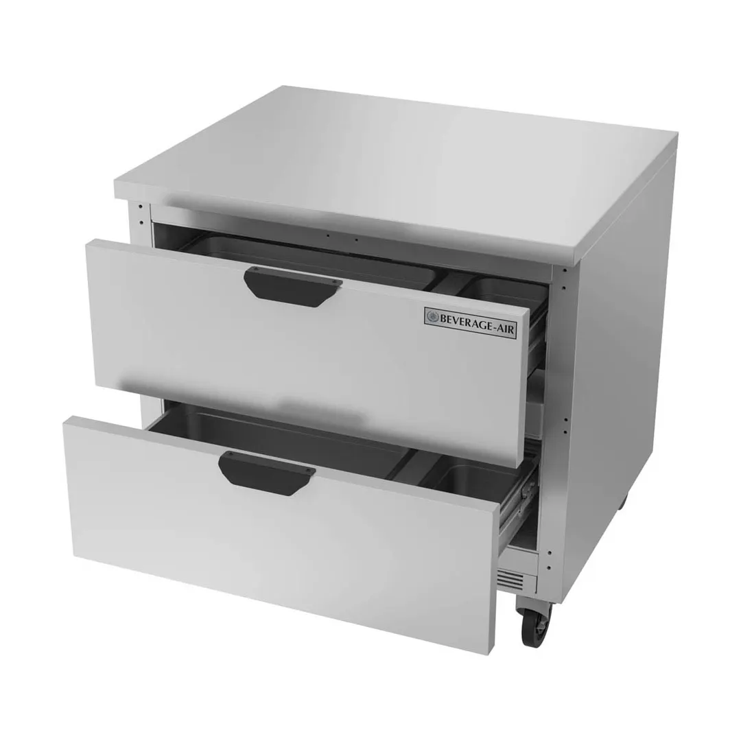 Beverage Air WTFD36AHC-2-FLT 36" 1-Section Worktop Freezer w/ 2 Drawers, 8.7 cu. ft.