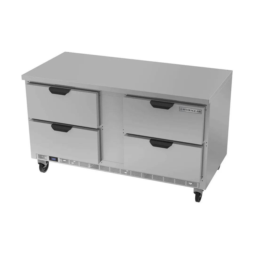 Beverage Air WTFD60AHC-4-FLT 60" 2-Section Worktop Freezer w/ 4 Drawers, 14.4 cu. ft.