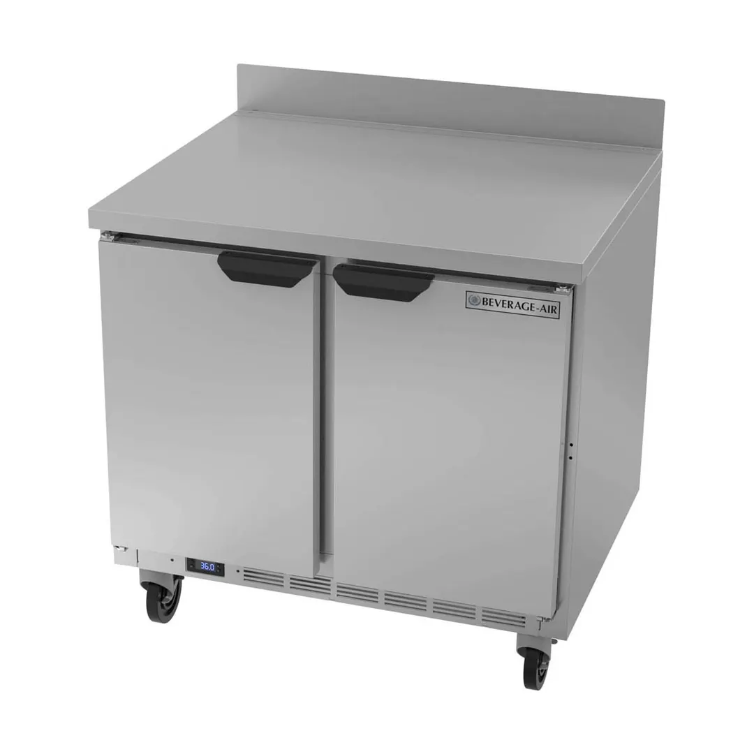 Beverage Air WTR36AHC-FIP 36" 2-Section Worktop Refrigerator w/ 2 Doors, 8.5 cu. ft.
