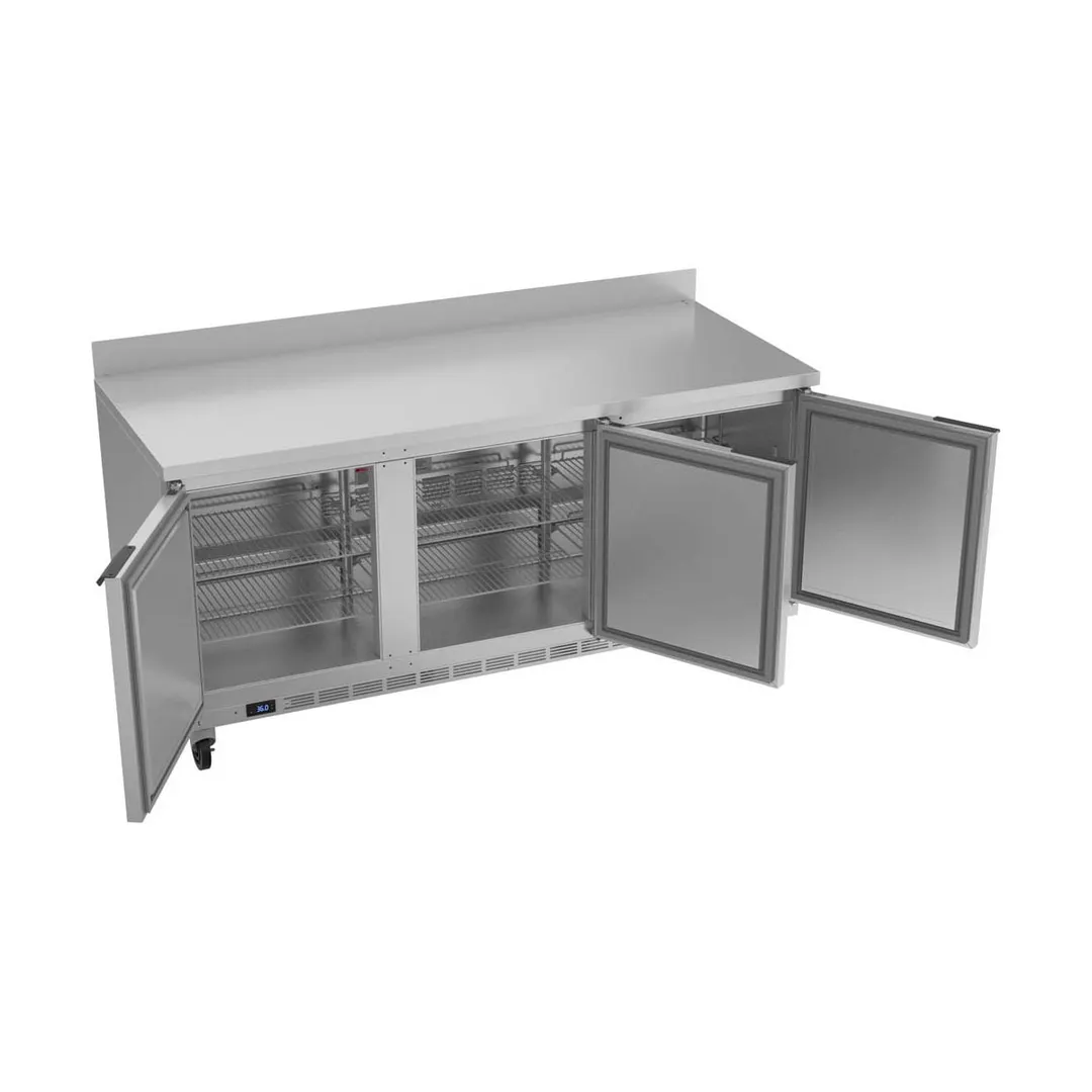 Beverage Air WTR72AHC-FIP 72" 3-Section Worktop Refrigerator w/ 3 Doors, 17.88 cu. ft.