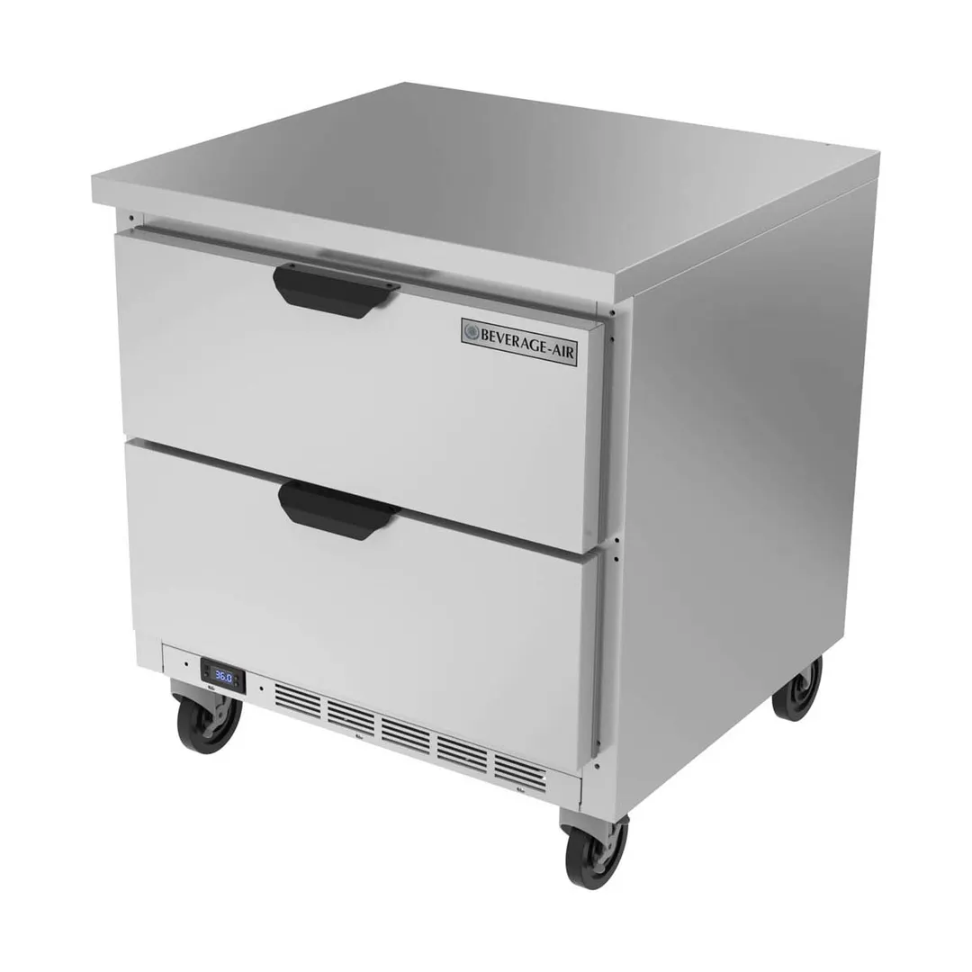 Beverage Air WTRD32AHC-2-FLT 32" 1-Section Worktop Refrigerator w/ 2 Drawers, 7.2 cu. ft.