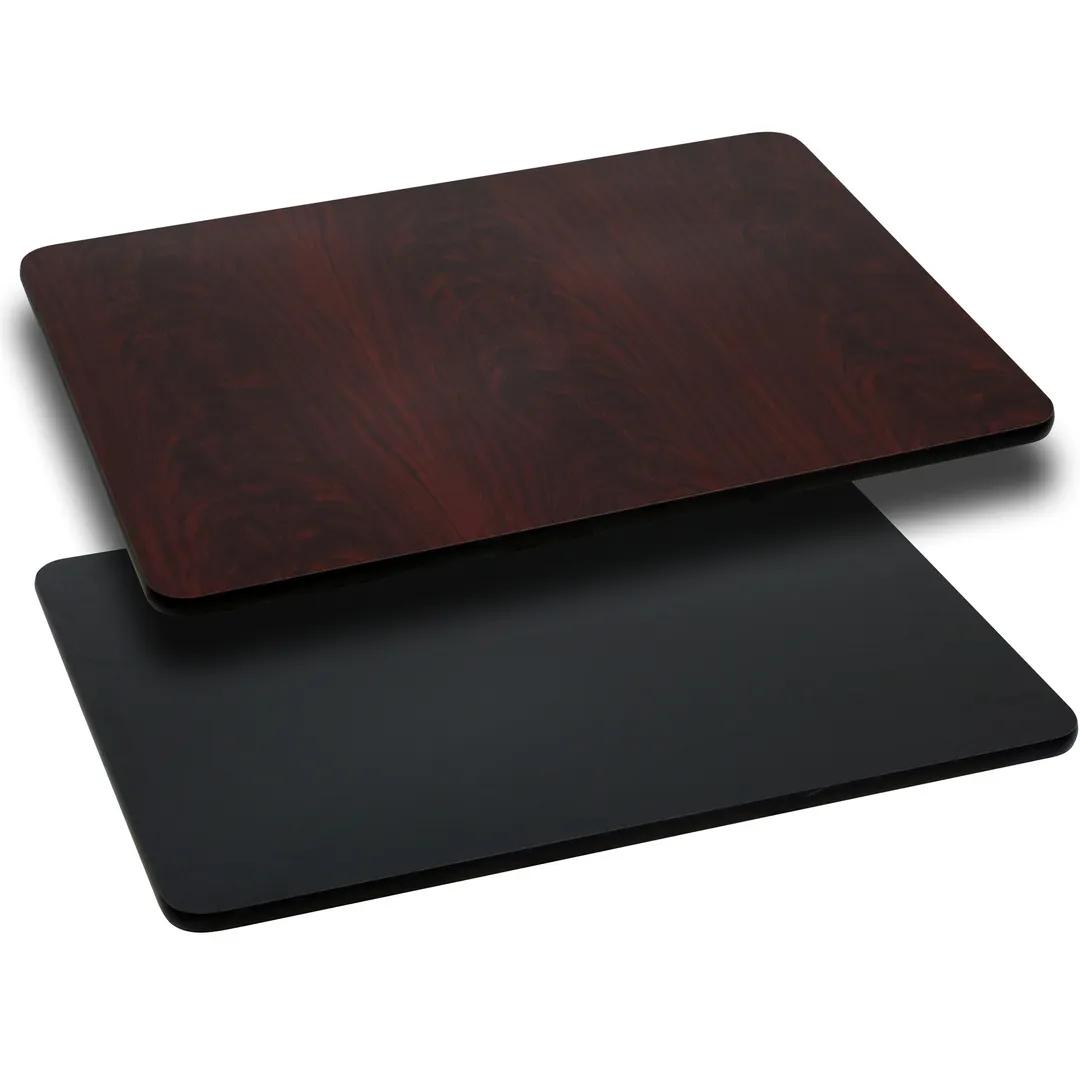 Flash Furniture XU-MBT-3060-GG Rectangular Laminate Table Top, 60"W x 30"D, 1-1/8" Thick, Reversible Black/Mahogany Finish, T-Mold Edge