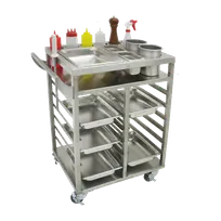 product of GSW USA C-TIC Stainless Steel Teppan-Yaki Ingredient Cart - 18"W X 27-1/2"L X 36"H