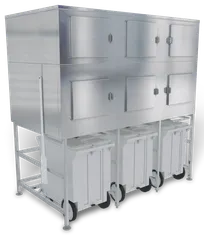 product of Kloppenberg SPS-3-G-SL 90" Ice Bin, 4300 lb, Side-Hinged Door, 48" Clearance, NSF, Made in USA